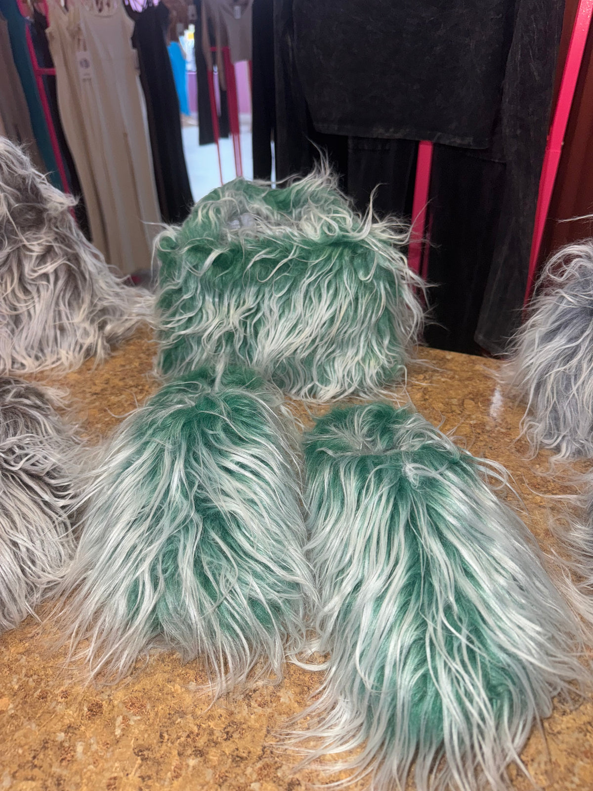 Fur Slides & Purse Combo