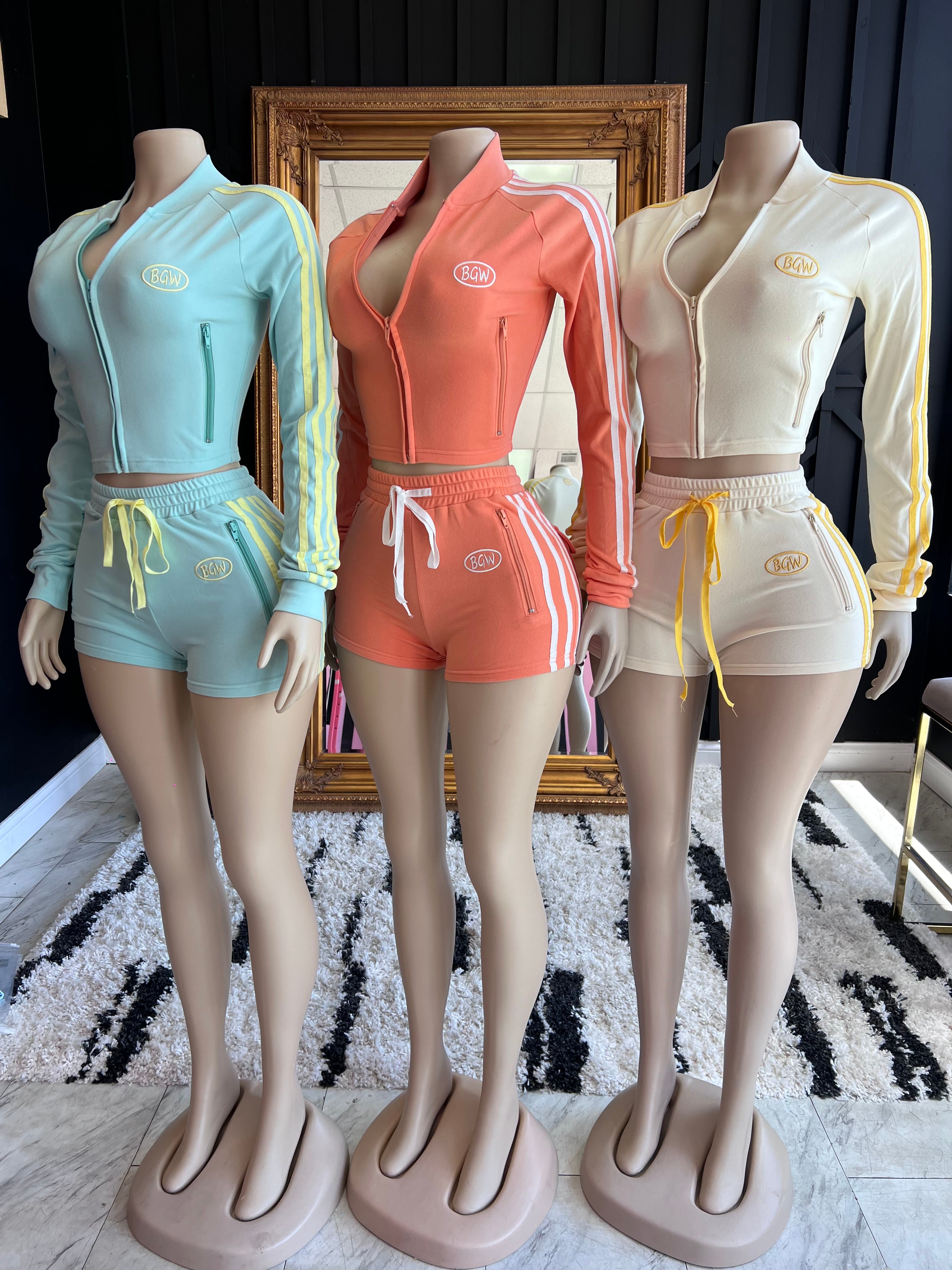 Stripe Her Down Short Set