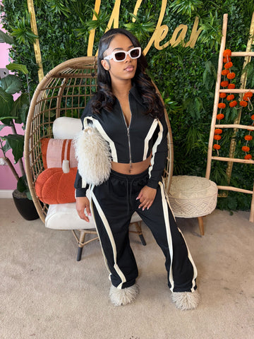 Black Here Cream There Jogger